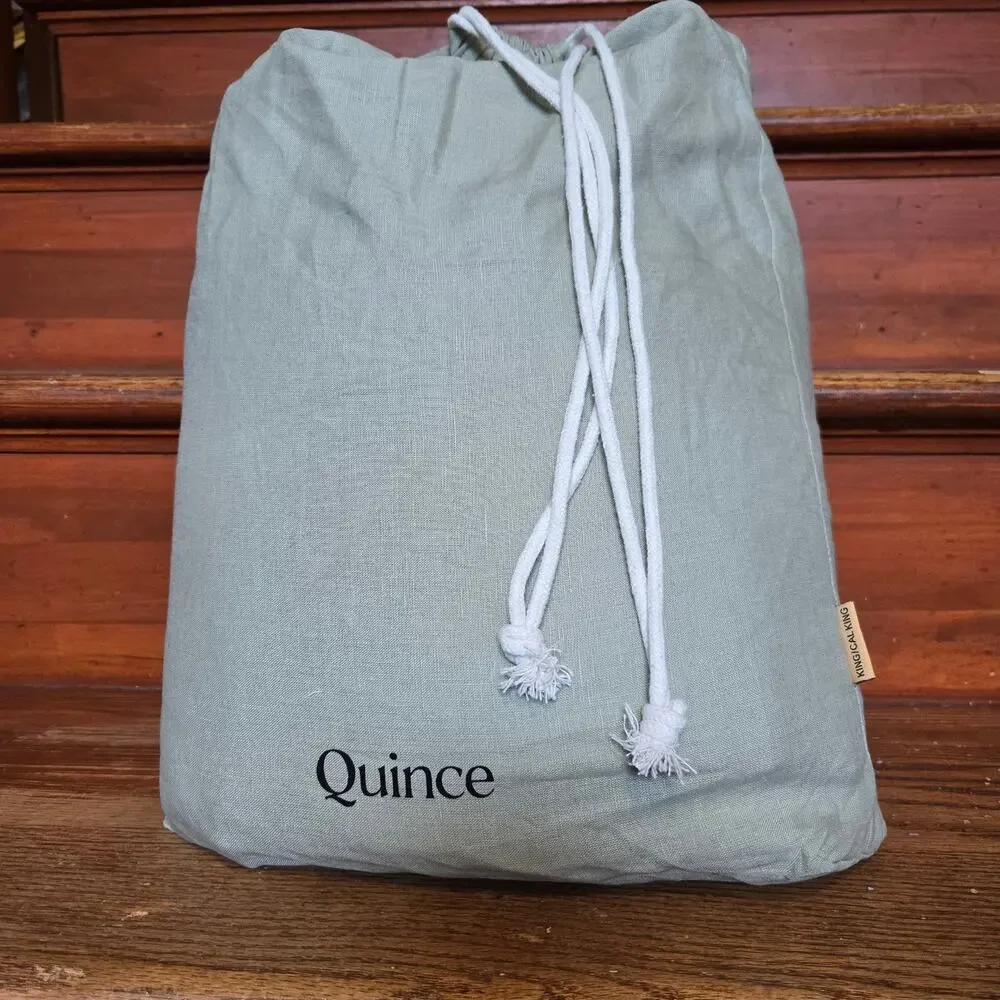 NWOT Quince 100% European Flax Linen Duvet Cover Set King Cal King 2 Shams Sage